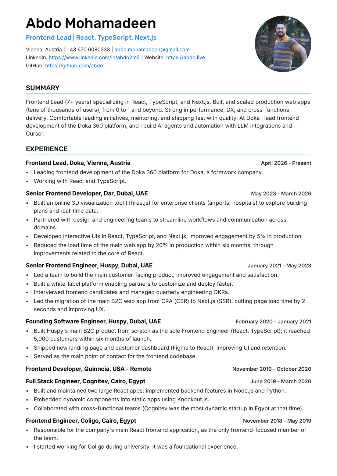 Preview of Abdo Mohamadeen's resume